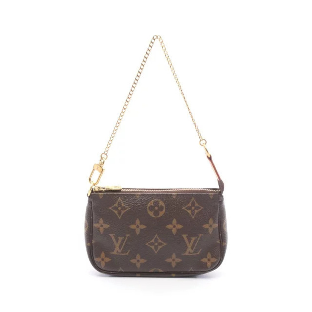 Louis Vuitton Pochette Accessoires Monogram Handbag Canvas Leather Brown